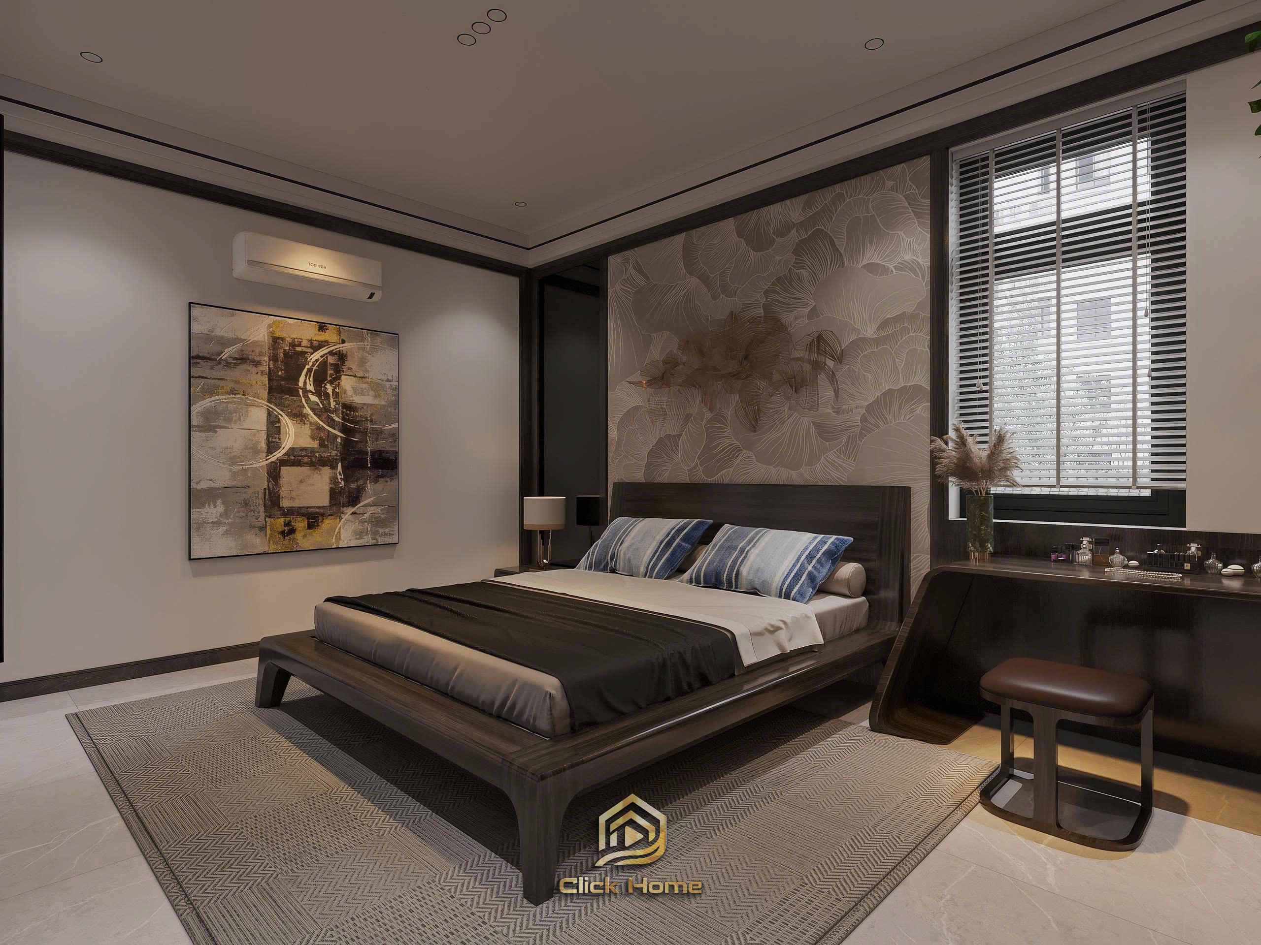 Nội thất phòng ngủ biệt thự hiện đại Vinhomes Cổ Loa.