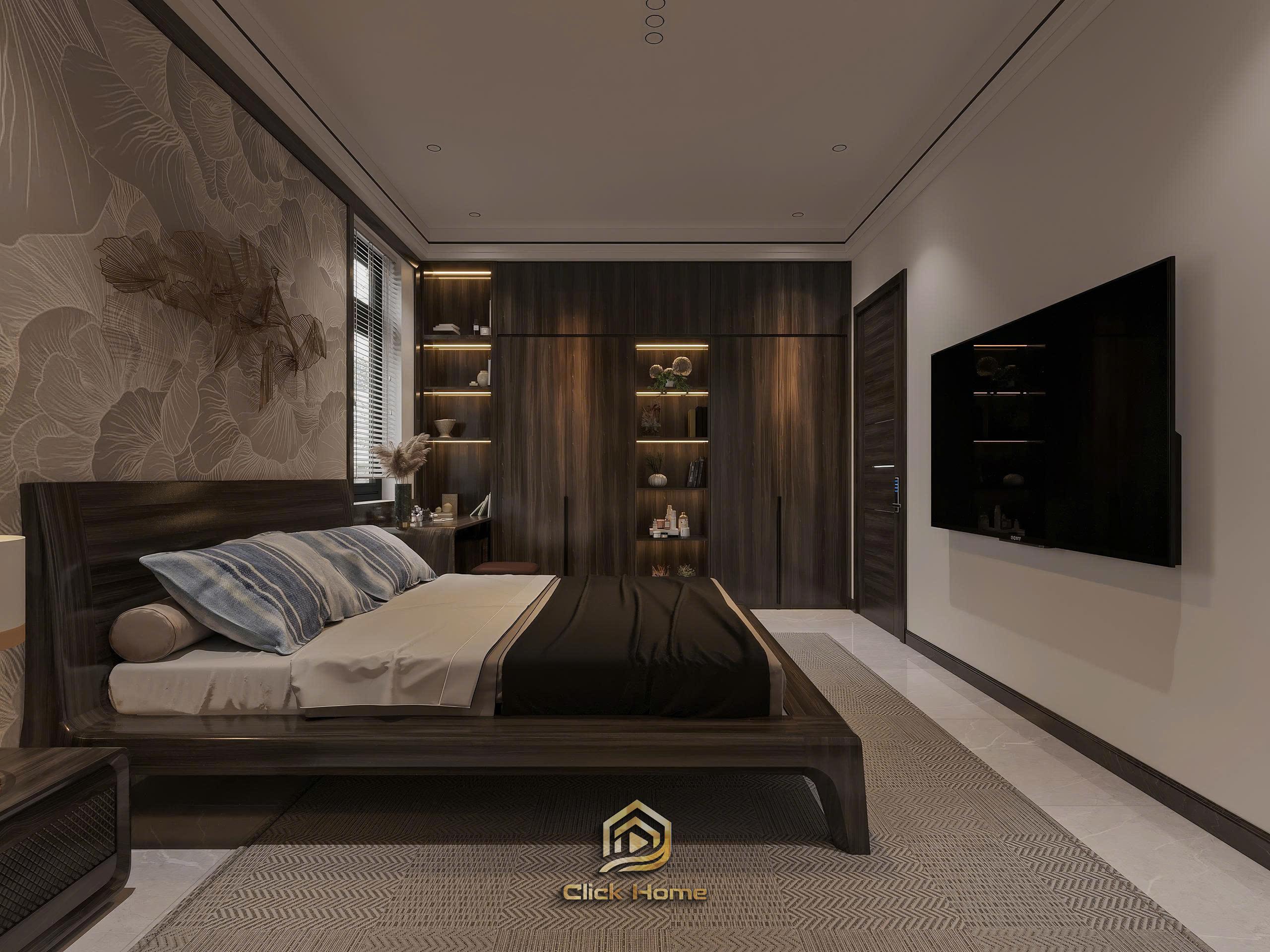 Không gian nội thất phòng ngủ Master biệt thự Vinhomes Cổ Loa đẳng cấp, tối ưu ánh sáng và diện tích.