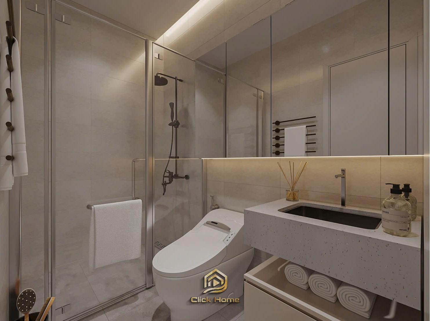 Phòng tắm hiện đại và tinh tế.