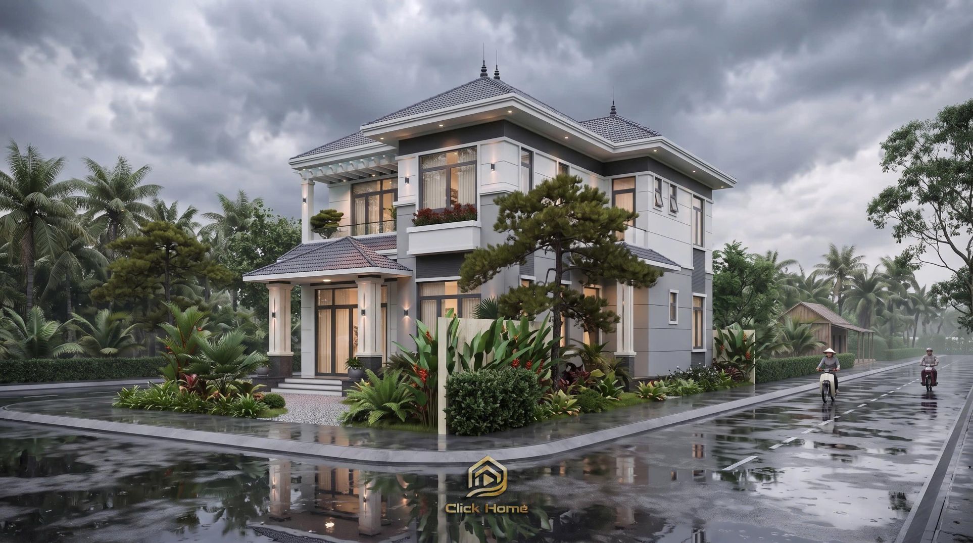 Mẫu nhà mái Nhật 2 tầng hiện đại, sang trọng tại Bắc Giang với thiết kế mặt tiền đẹp ngỡ ngàng.